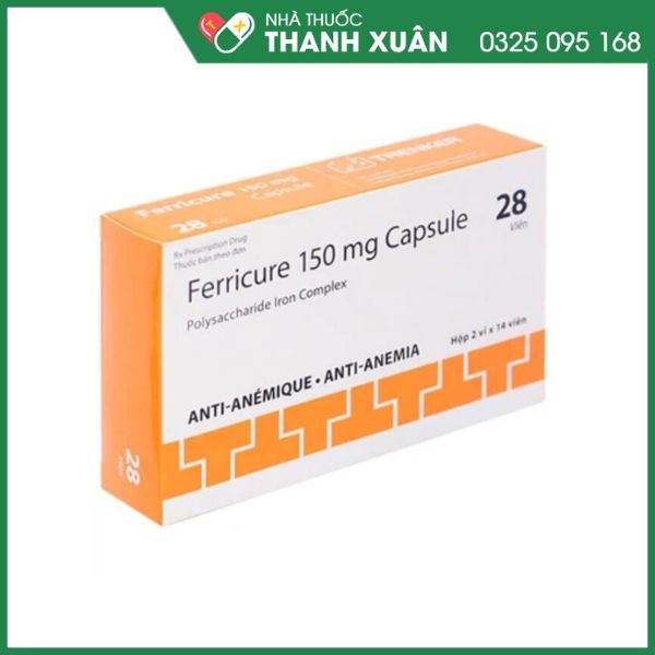 Ferricure 150mg trị tình trạng thiếu hụt sắt